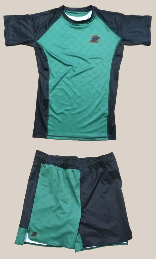 Albino & Preto HARP SS Rashguard T-Shirt and Athletic Shorts Combo