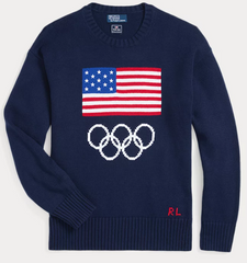 Part of the Polo Ralph Lauren Team USA Collection, this archival-inspired sweater is intarsia-knit with a historical American flag and the Olympic Rings at the front.  It is developed with the legendary designer's iconic Big Fit from the ’90s and features our founder’s initials hand-embroidered at the hem.  Orders for this product will ship 9/14/24.  Expedited orders can be shipped as soon as possible, for an additional $100.