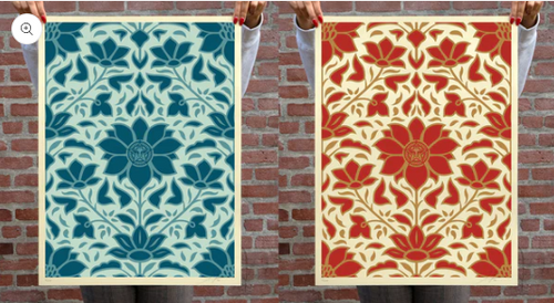 Shepard Fairey - Obey Deco Floral Pattern - Set of 2 (Red and Blue) - xxx/275