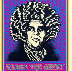 Title: Andre Psychedelic (Large Format)  Artist: Shepard Fairey  Edition: Signed by Shepard Fairey in a limited edition of 89 prints total  Type: Serigraph on Coventry Rag, 100% Cotton Custom Archival Paper with hand-deckled edges  Size: 30" x 41"  Notes: Check out our other listings for more hard-to-find and out-of-print posters.  Comes with a certificate of authenticity.  In house and ready to ship!