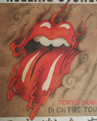 Title: Rolling Stones   Poster artist:   Edition:  xx/500  Type: Limited edition lithograph   Size: 17" x 23"  Location: Tokyo, Japan   Venue: Tokyo Dome   Notes:  1st edition, official poster hand numbered and embossed.  Official poster, Asia14 On Fire Tour original from the show!