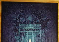 "The Beacon Jams: Ghost of the Forest" - Variant by Daniel Danger. 1/6/2020 Edition of 300, Signed and Numbered by the artist. Screen print on foil. New York City. Prints are rolled in kraft paper and shipped in a sturdy cardboard tube protected with bubble wrap on each end of the inside. Be sure to check out our other listings for more rare, sold out & hard to find screenprints and posters!