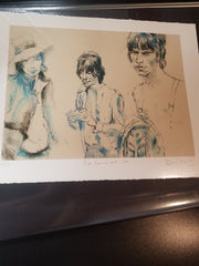 Title: Rod, Ronnie and Jeff Poster artist: Ronnie Wood Edition: xx/195 Type: Digital Print Size:  14" x 18" Notes: Printed Onto Somerset Enhanced Velvet, 330GSM Paper  In house and ready to ship!