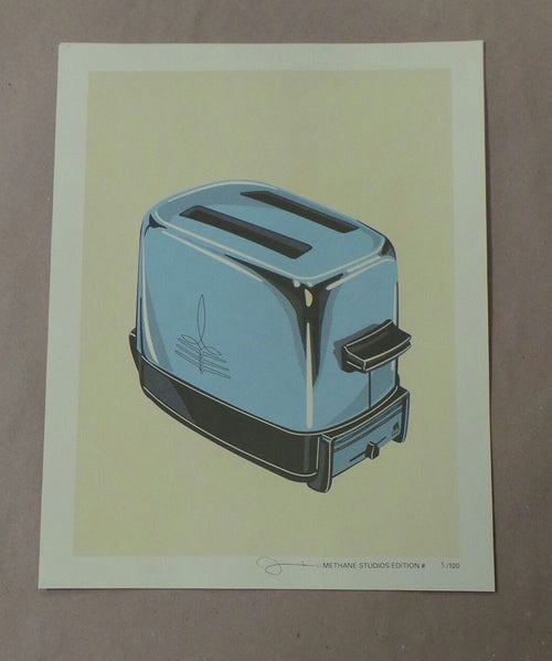 Title: "Toaster" Poster artist: Mark McDevitt Edition:  xx/100 Type: Screen Print Size: 11" x 14"  Notes: 3-color Screenprint. Stored flat in very good condition. Check out our other listings for more hard-to-find and out-of-print posters.