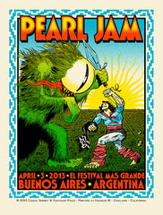  Pearl Jam Buenos Aires  4/3/2013 Limited Edition of 100, Signed and Numbered (Chuck Sperry signed – Chuck Sperry and Santi Pozzi – plate signed on the back)