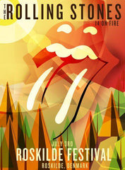 Title: Rolling Stones - 2014 OFFICIAL POSTER ROSKILDE, DENMARK  Poster artist:   Edition:  xx/500  Type: Limited edition lithograph   Size: 17" x 23"  Location: Roskilde, Denmark   Venue:  Roskilde Festival  Notes:  1st edition, official poster hand numbered and embossed.  Official poster, Europe 14 On Fire Tour original from the show!