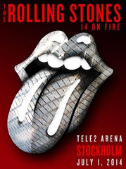 Title: Rolling Stones   Poster artist:   Edition:  xx/500  Type: Limited edition lithograph   Size: 17" x 23"  Location: Stockholm, Sweden   Venue: Tele2 Arena   Notes:  1st edition, official poster hand numbered and embossed.  Official poster, Europe 14 On Fire Tour original from the show!